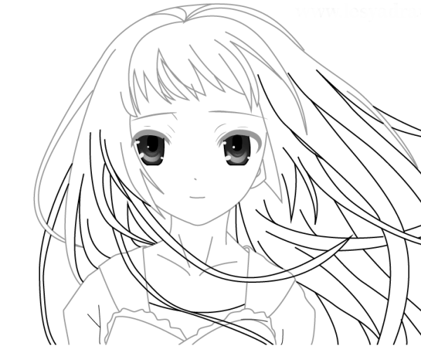 Аниме раскрашенное карандашами