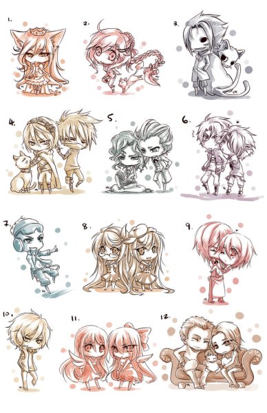 Аниме Чиби позы