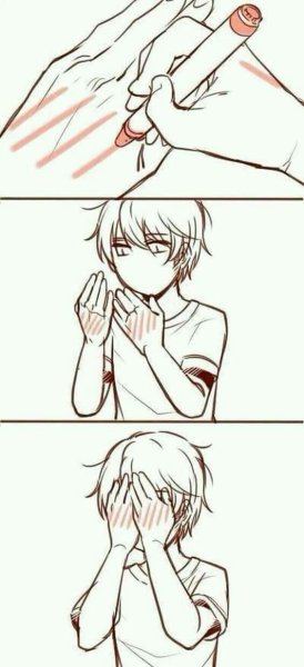 Парень смущается арт