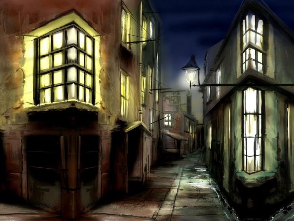 Аниме фон тёмный переулок