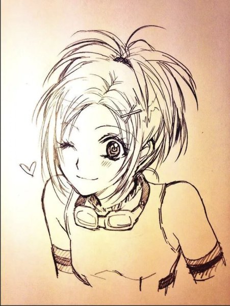 Аниме девочка набросок