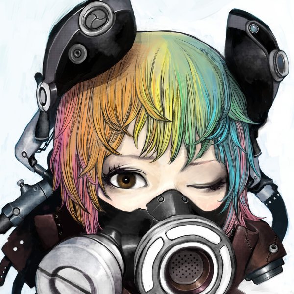 Аниме девушка в противогазе
