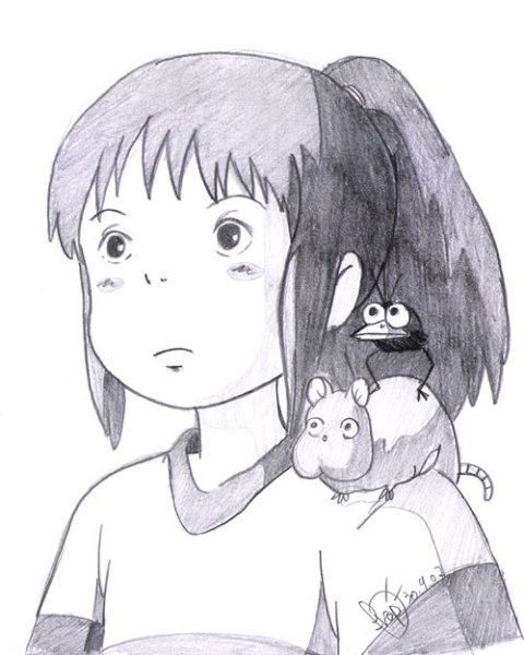 Унесенные призраками нарисовать Тихиро