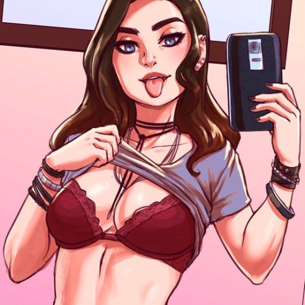 Девушка селфи арт