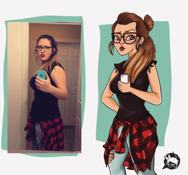 Девочка селфи арт