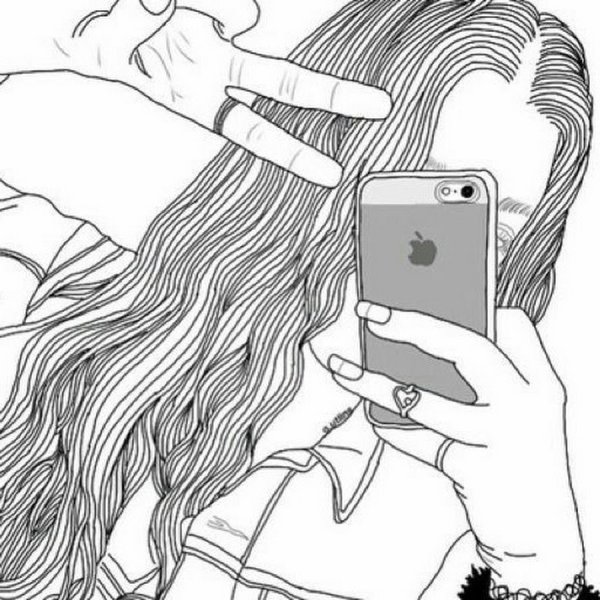Рисунки для срисовки девушки с айфоном