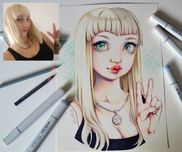 Бич девушка маркерами