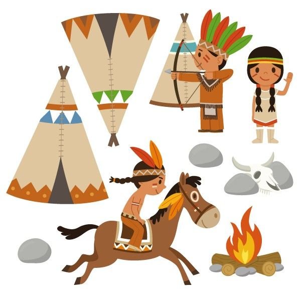 Портрет индейца для детей