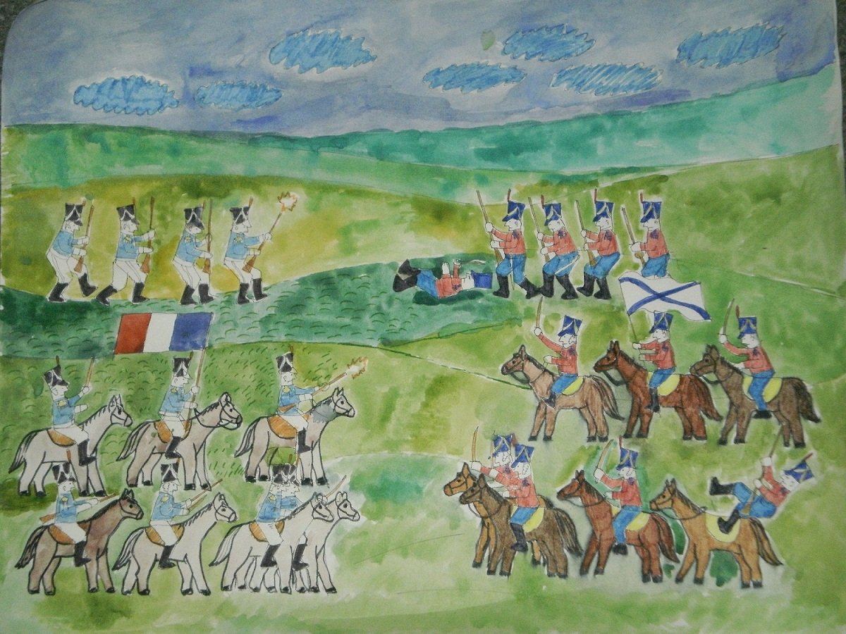 Бородинское сражение 1812 рисунок для детей
