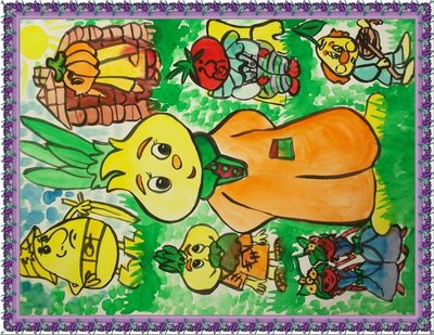 Детские рисунки на тему Чиполлино