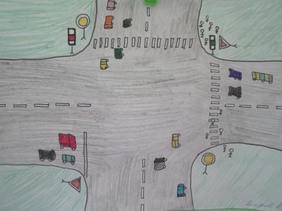 Детские рисунки на тему перекресток