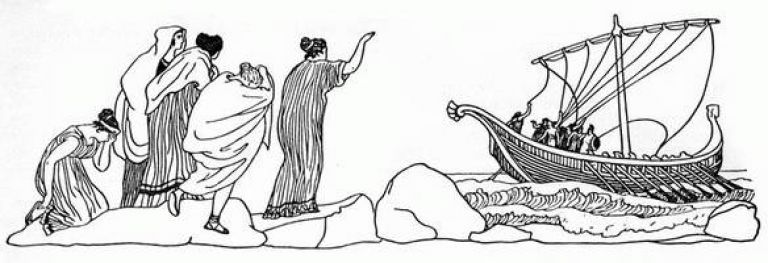 Иллюстрация к поэме Гомера Одиссея. Аргонавты на острове Лемнос. Аргонавты. Герои Эллады. Царь Эгей древняя Греция.