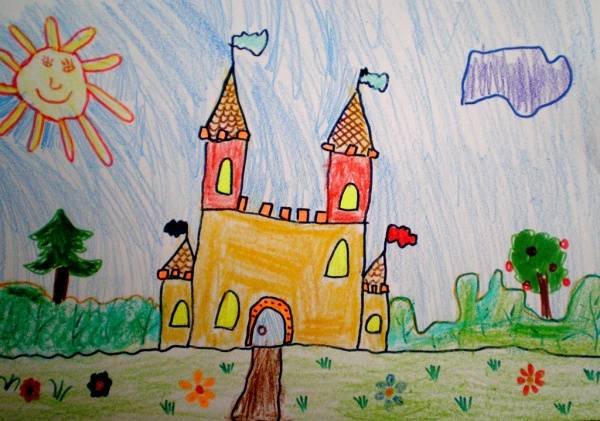 Замок красками для детей