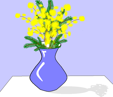 Рисунок вазы с мимозой