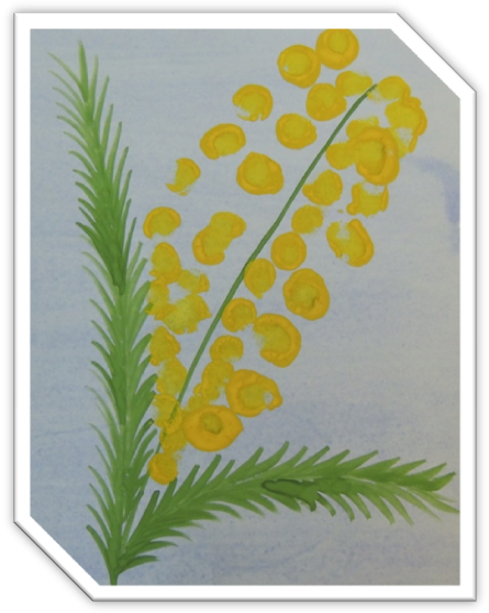 Рисование веточки мимозы ватными палочками