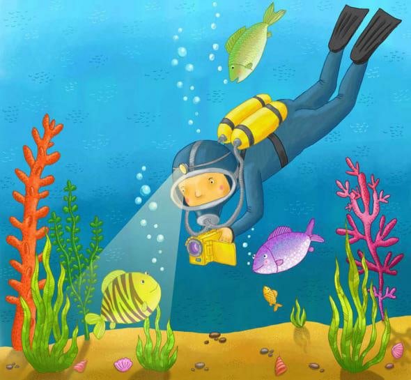 Водолаз раскраска для детей