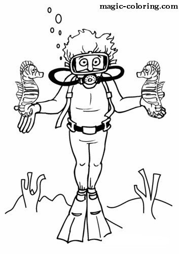 Водолаз раскраска для детей