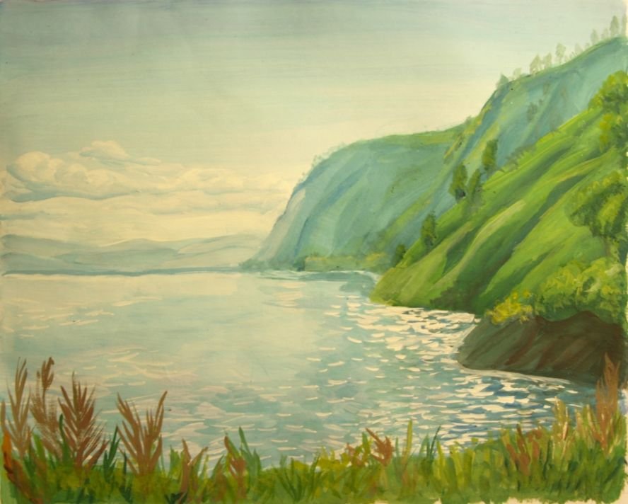 Рисунок красивого озера. Озеро Байкал рисунок. Озеро рисунок. Нарисовать Байкал. Озеро цветными карандашами.