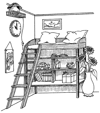 Дом с комнатами раскраска для детей