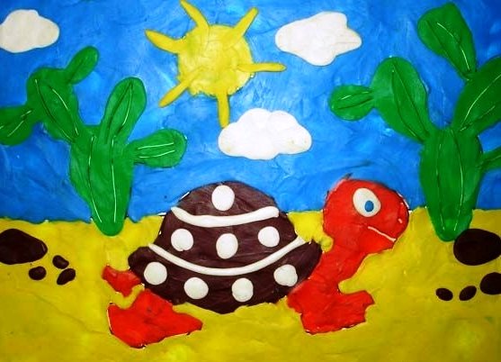 Пластилиновая живопись Золотая рыбка