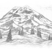 Гора Эльбрус карандашом