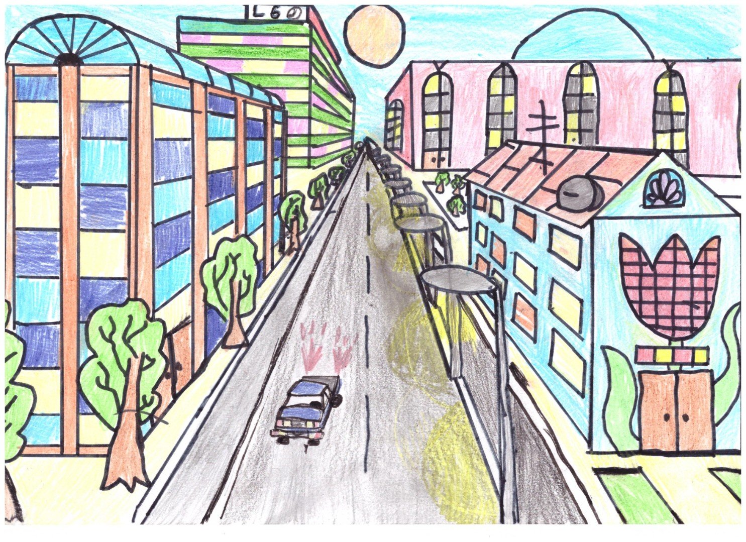 Нарисовать улицу города