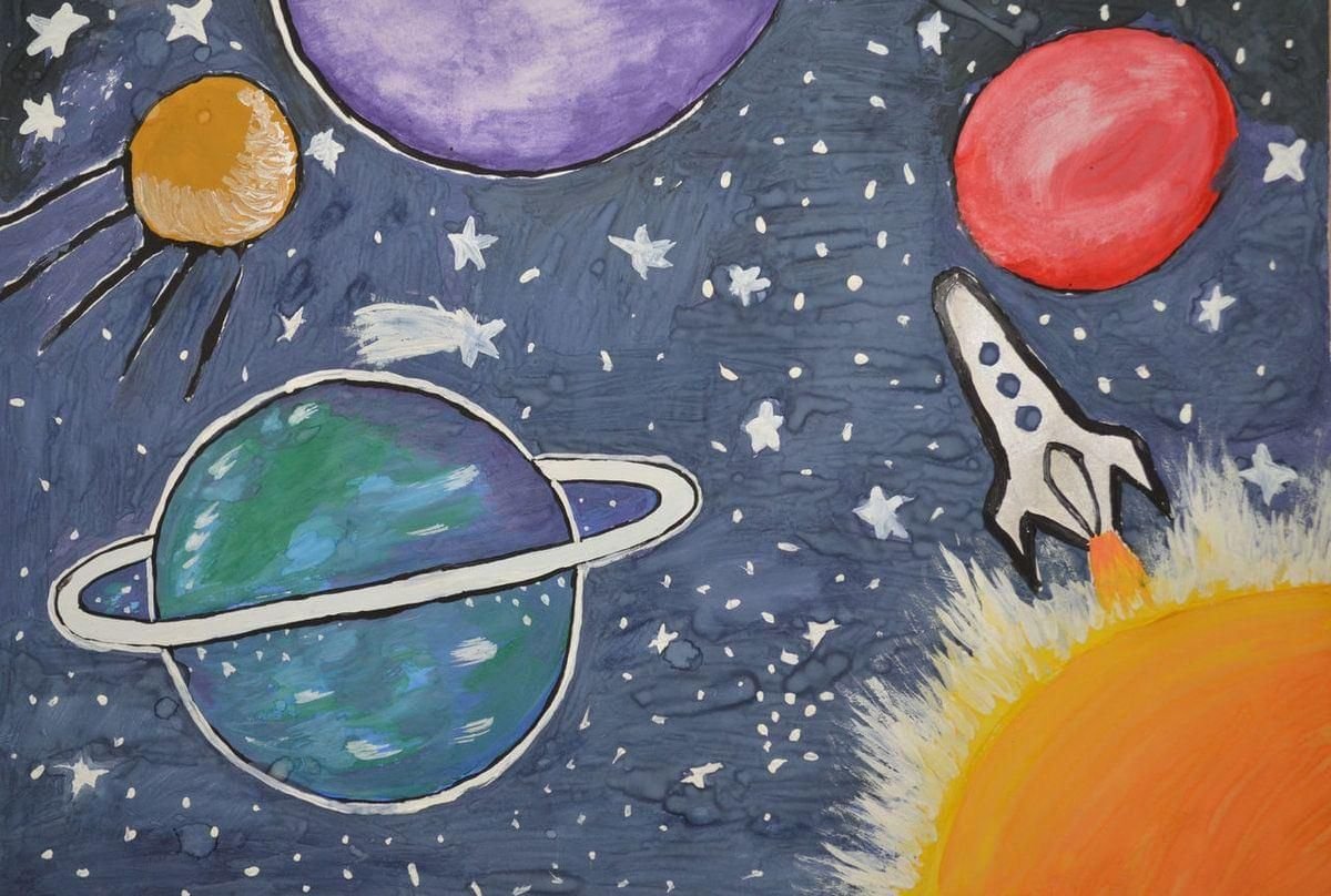 Рисунок легкий планета. Рисунок на космическую тему. Рисование космос. Рисование на тему космос. Рисунок космос для срисовки.