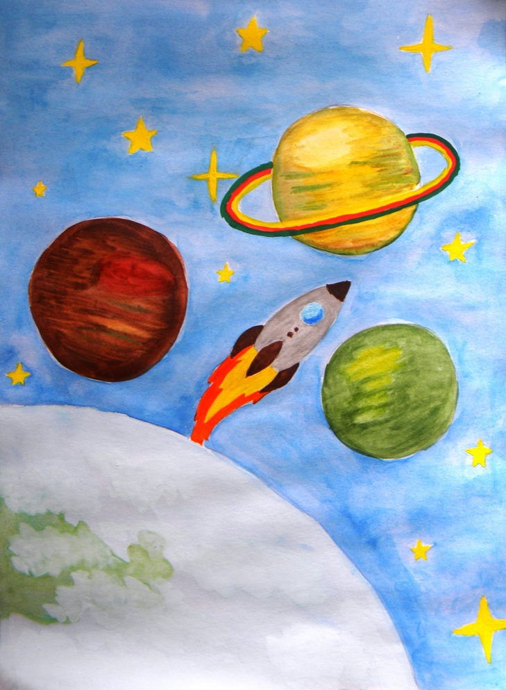 Космос 3 класс окружающий мир. Рисунок на тему космос. Рисунок наттему космос. Рисунок на космическую тему. Рисование для детей космос.