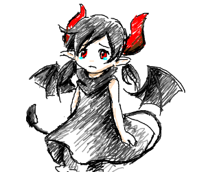 Девушка демон рисунок цветной