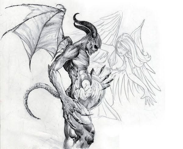 Рисунки карандашом дьявол и ангел
