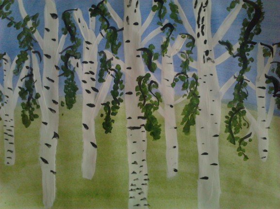 Рисуем березу с детьми