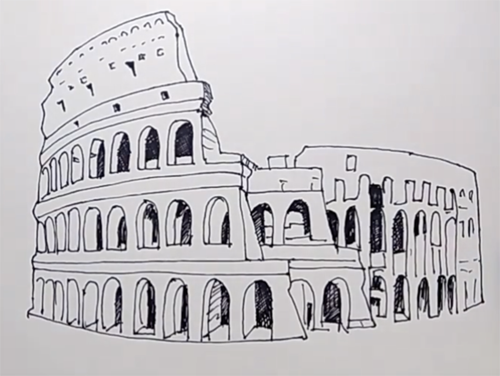 Колизей в Риме карандашом