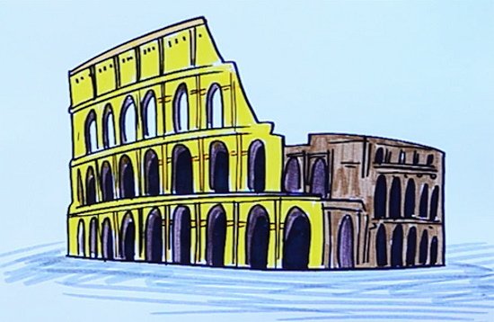 Колизей карандашом поэтапно