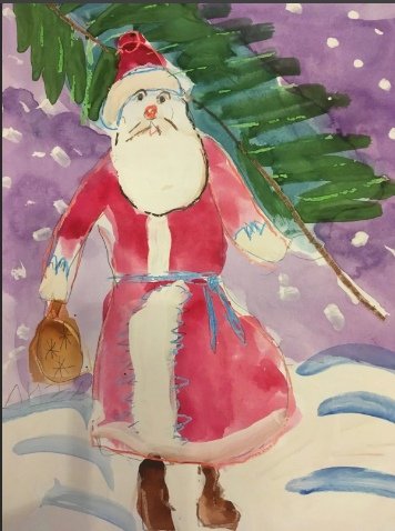 Детские рисунки на тему новый год