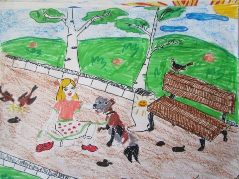 Дети в парке рисунок