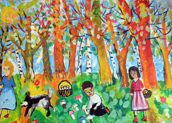 Рисование прогулка по лесу