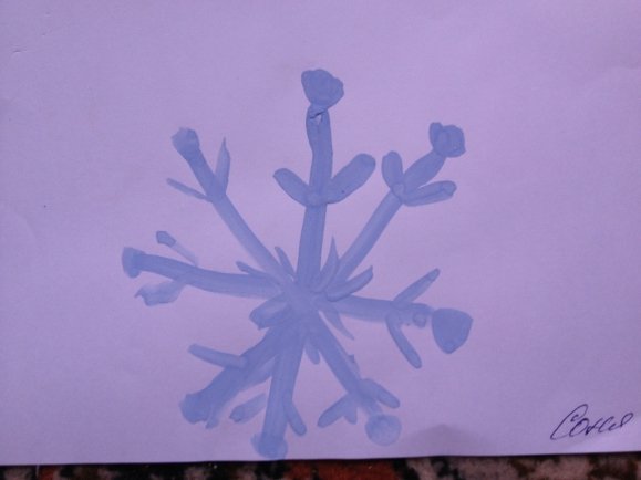 Снежинки красками на листе ребёнку