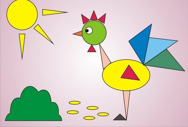 Аппликация из геометрических фигур для детей