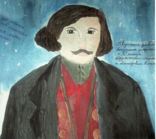 Гоголь для детей начальной школы. Гоголь автопортрет. Детский портрет Гоголя. Гоголь рисунок детский.