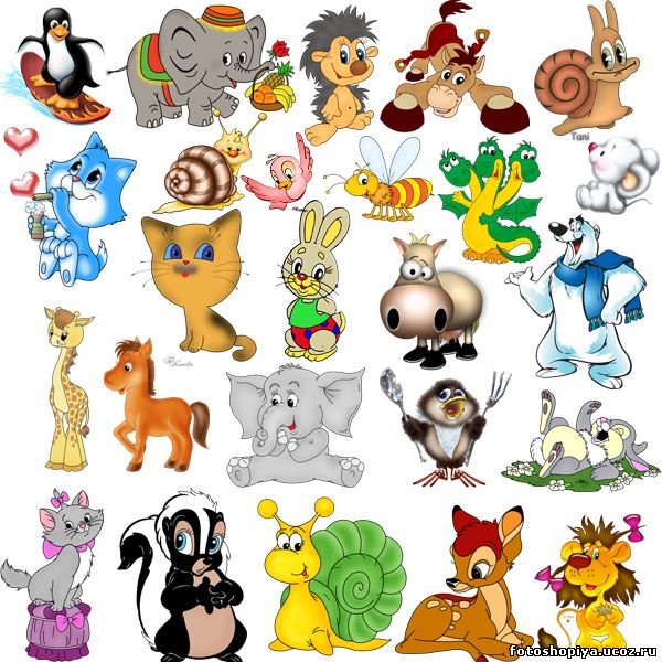 Маленькие мультяшные животные