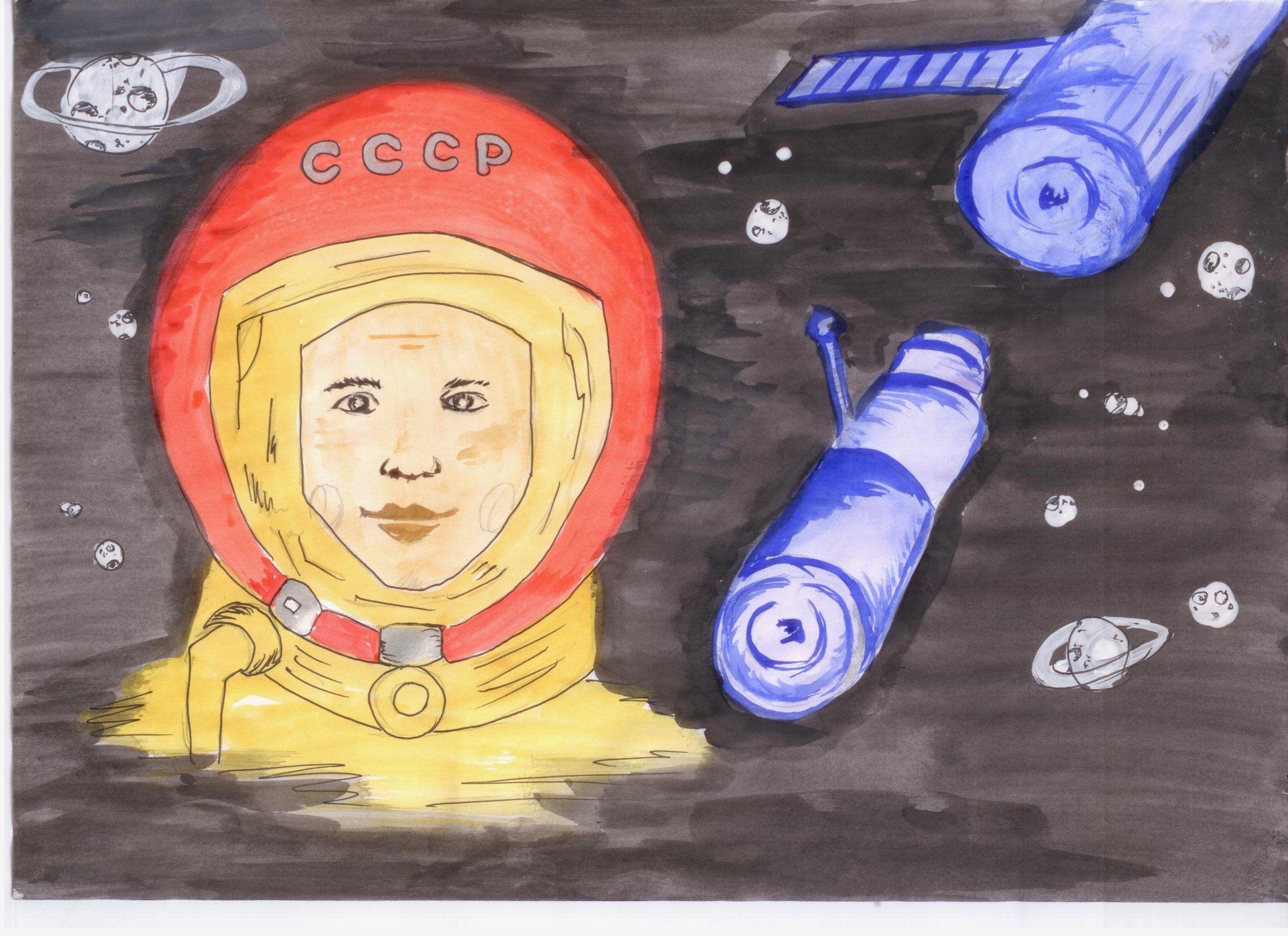 Рисунок Гагарина для детей