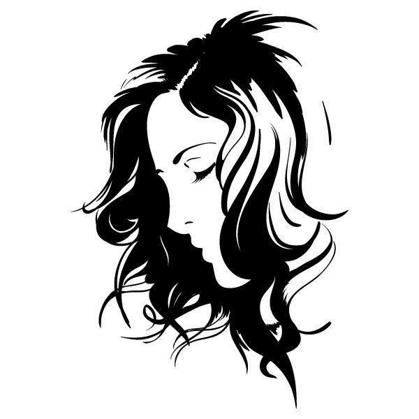 Силуэт девушки с распущенными волосами