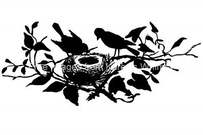 Трафарет птицы в гнезде