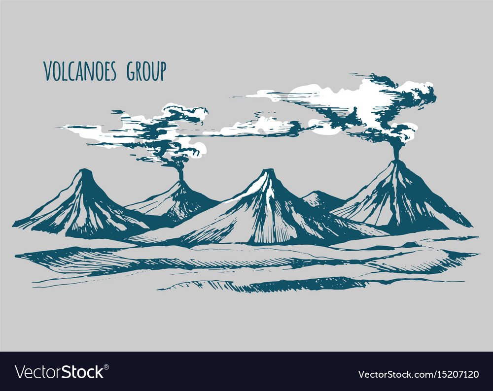 Камчатка вулканы Векторная Графика