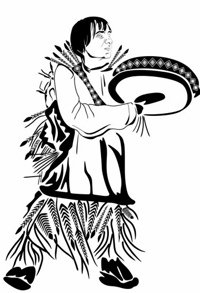 Раскраска шаман с бубном