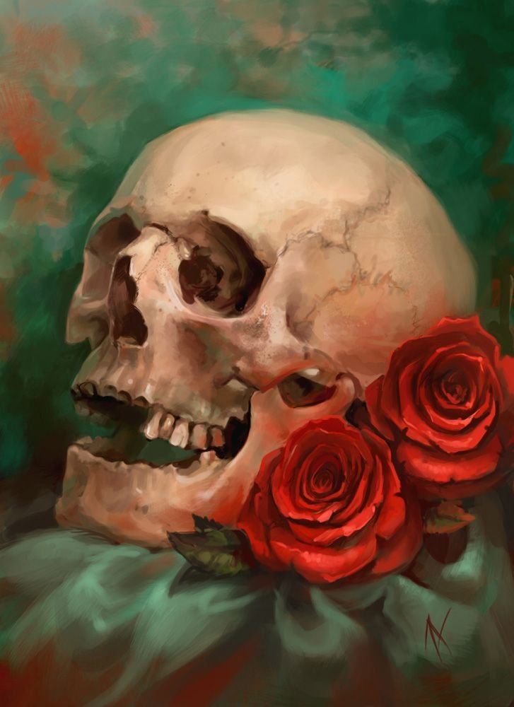 Bone rose. Череп и цветы. Череп с цветами.