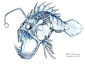 Страшная рыба рисунок