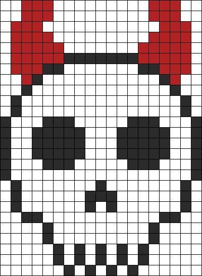 Череп по клеточкам в тетради легкие