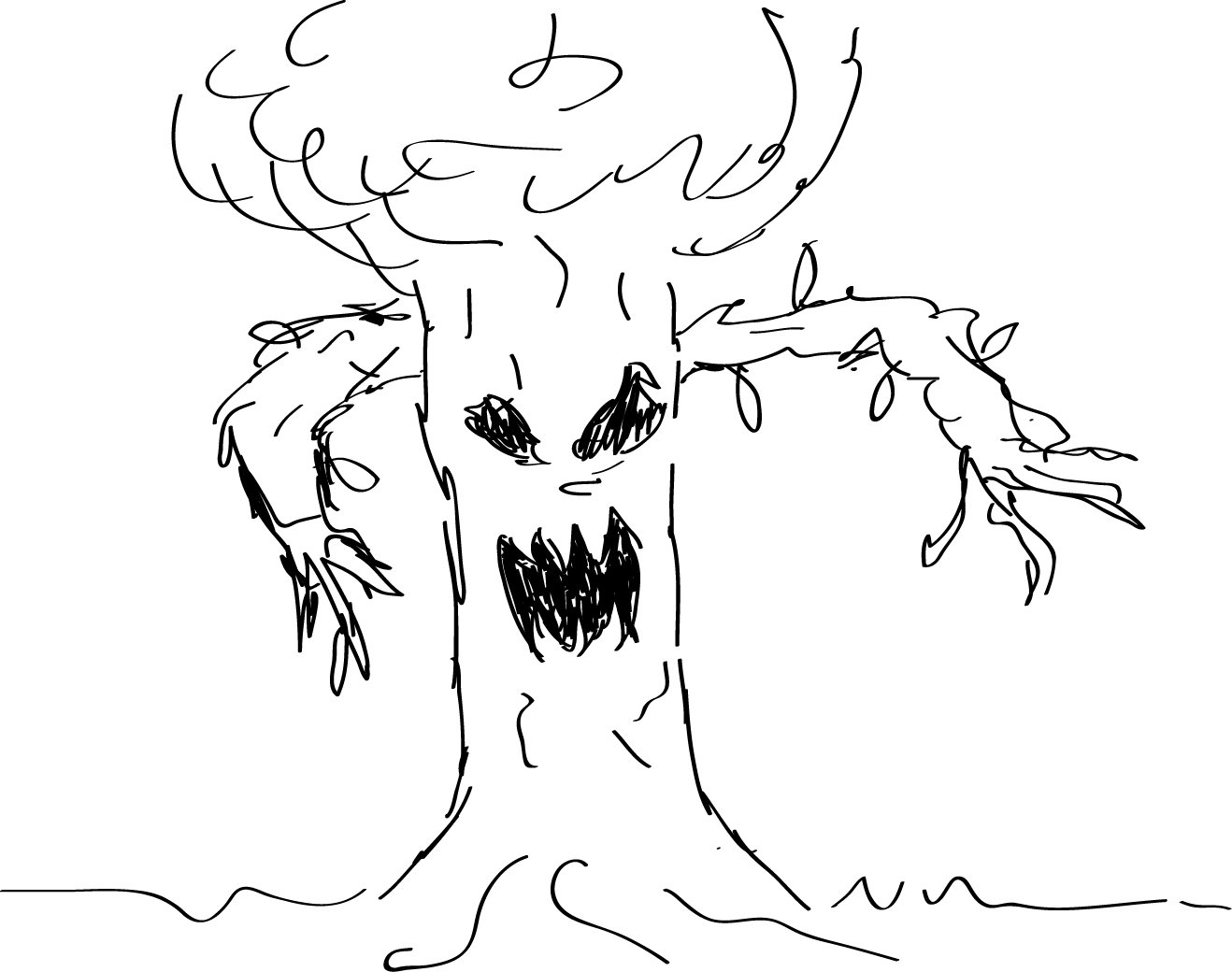 Раскраска страшное дерево