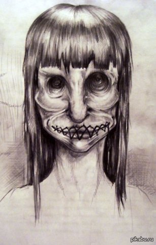 Рисунки страшные лица девушек (68 фото)